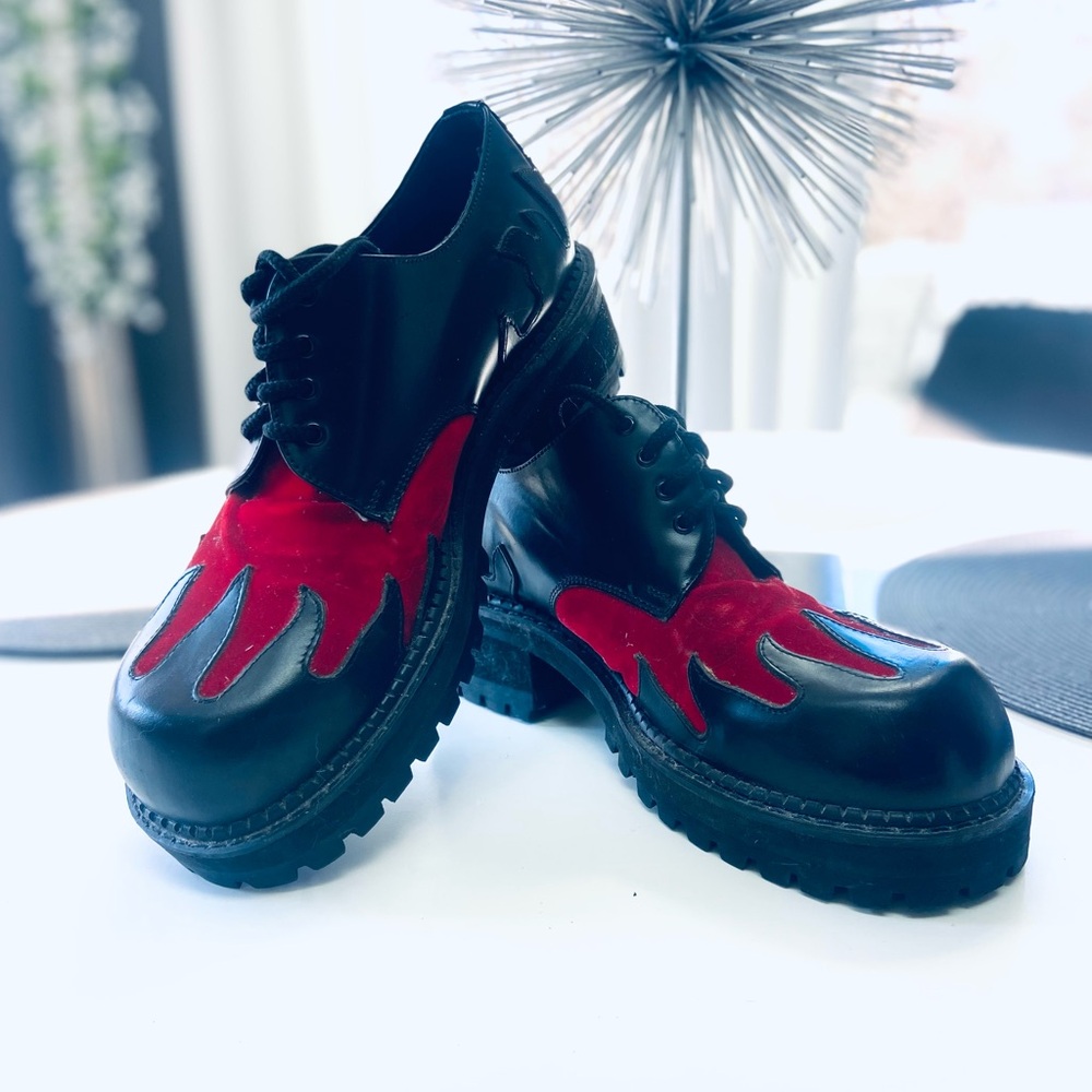 Black and red platform shoes